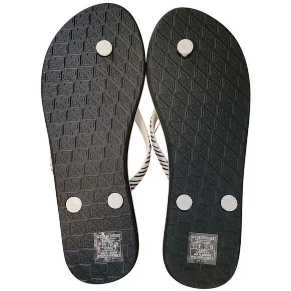 Roxy Women Portofino II Flip Flop Thong Sandals Size US 7 White Black Striped - Picture 3 of 3